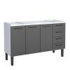 Gabinete de Aço Para Pia 150cm 3 Portas Juno/Apolo 4 Gavetas Cozimax Preto