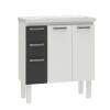 Gabinete Para Banheiro Aço Damasco Com Pés 80 Cozimax Branco/Preto