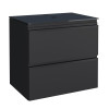 Gabinete Para Banheiro Aço 60x57x44cm Com Tampo Vidro Sem Cuba Gaia 60 Cozimax Preto