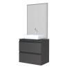 Conjunto Para Banheiro Aço Gaia 60 com Espelho e Cuba de Louça Linea Cozimax Preto