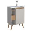 Gabinete Para Banheiro Madeira Lotus 60 Com Pés Cozimax Jequitiba/Nude