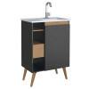 Gabinete Para Banheiro Madeira Lotus 60 Com Pés Cozimax Jequitiba/Preto