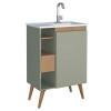 Gabinete Para Banheiro Madeira Lotus 60 Com Pés Cozimax Jequitiba/Verde