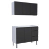 Cozinha Completa Gabinete Para Pia 120cm e Armário Aéreo Gaia Cozimax Preto