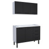 Cozinha Completa Gabinete Para Pia 120cm 4 Gavetas e Armário Aéreo Juno Cozimax Preto