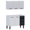 Cozinha de Aço Gabinete Para Pia 120cm com Armário Aéreo Novo Vênus Cozimax Branco/Preto