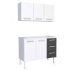 Cozinha de Aço Gabinete Para Pia 120cm com Armário Aéreo Vênus Cozimax Branco/Preto
