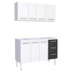 Cozinha de Aço Gabinete Para Pia 140cm com Armário Aéreo Vênus Cozimax Branco/Preto