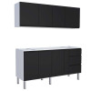 Cozinha Completa Gabinete Para Pia 180cm e Armário Aéreo Gaia Cozimax Preto