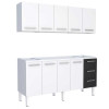 Cozinha de Aço Gabinete Para Pia 180cm com Armário Aéreo Vênus Cozimax Branco/Preto