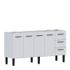 Gabinete de Aço Para Pia de 200cm 3 Gavetas 192x92x52cm Novo Vênus Cozimax Branco