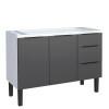 Gabinete de Aço Para Pia 120cm 2 Portas 3 Gavetas Júpiter Cozimax Preto