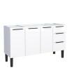 Gabinete de Aço Para Pia 150cm 3 Portas 3 Gavetas Júpiter Cozimax Branco