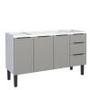 Gabinete de Aço Para Pia 150cm 3 Portas 3 Gavetas Júpiter  Cozimax Cinza Argila