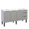 Gabinete de Aço Para Pia 160cm 3 Portas 3 Gavetas Júpiter Cozimax Cinza Argila