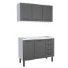 Cozinha Completa Gabinete Para Pia 120 e Armário Aéreo Juno/Apolo 4 Gavetas Cozimax Preto