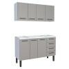 Cozinha Completa Gabinete Para Pia 140 e Armário Aéreo Juno/Apolo 4 Gavetas Cozimax Cinza Argila