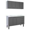 Cozinha Completa Gabinete Para Pia 140 e Armário Aéreo Juno/Apolo 4 Gavetas Cozimax Preto