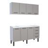 Cozinha Completa Gabinete Para Pia 160 e Armário Aéreo Juno/Apolo 4 Gavetas Cozimax Cinza Argila