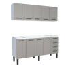 Cozinha Completa Gabinete Para Pia 180 e Armário Aéreo Juno/Apolo 4 Gavetas Cozimax Cinza Argila