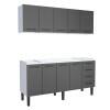 Cozinha Completa Gabinete Para Pia 180 e Armário Aéreo Juno/Apolo 4 Gavetas Cozimax Preto