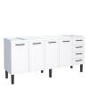 Gabinete de Aço Para Pia 200cm 4 Portas Juno/Apolo 4 Gavetas Cozimax Branco