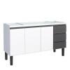 Gabinete de Aço Para Pia 150cm 3 Portas 3 Gavetas Netuno Cozimax Branco Preto