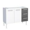 Gabinete de Aço Para Pia de 120cm Vênus 3 Gavetas Cozimax Branco/Preto