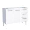 Gabinete Para Pia 120cm Cozinha Aço Vênus Flat 3 Gavetas Cozimax Branco