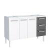 Gabinete de Aço Para Pia de 140cm Vênus 3 Gavetas Cozimax Branco/Preto