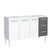 Gabinete de Aço Para Pia de 150cm Vênus 3 Gavetas Cozimax Branco/Preto
