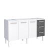 Gabinete De Aço Para Pia Cozinha 160cm Vênus Flat 3 Gavetas Cozimax Branco/Preto