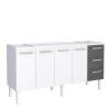 Gabinete de Aço Para Pia de 180cm Vênus 3 Gavetas Cozimax Branco/Preto