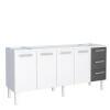 Gabinete de Aço Para Pia de 200cm Vênus 3 Gavetas Cozimax Branco/Preto