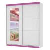 Guarda Roupa Caribe Com Espelho Mirarack Branco/Rosa
