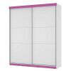 Guarda Roupa 2 Portas Correr Caribe Mirarack Branco/Rosa
