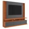 Estante Home Sala 207cm Para TV 70 Pol 3 Portas Bilbao Lukaliam Jequitiba/Cinza Perolizado