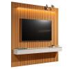 Home Suspenso Ripado Led 3 Gavetas 230cm Para TV 85" Colorado EDN Cedro/Off White