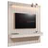 Home Suspenso Ripado Led 3 Gavetas 230cm Para TV 85" Colorado EDN Cedro/Off White