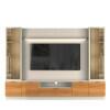 Estante Home + 2 Cristaleiras Sala 270cm Para TV 75 Pol Atenas Lukaliam Off White/Jequitiba