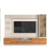 Estante Home Com Torre e Cristaleira 270cm TV 75 Pol Atenas Lukaliam Off White/Jequitiba