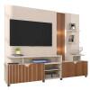 Estante Home 210cm Sala Para TV 55 Pol Com LED Cross 2.1 Lukaliam Off White/Tauari Ripado