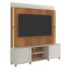Estante Home Sala 183cm Com LED TV 75 Pol Florença Lukaliam Off White/Jequitiba Ripado 3D