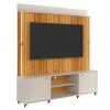 Estante Home Rack Painel Para TV 75 Pol 183cm Florença Lukaliam Off White/Freijo Ripado 3D