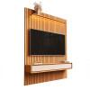 Home Painel Ripado TV 75 Com LED Sala 184cm Trevi 1.9 EDN Cedro/Cedro Off White