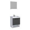 Conjunto Para Banheiro Aço Gabinete e Espelho Pitanga Mais 40 Cozimax Branco/Preto