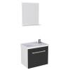 Conjunto Para Banheiro Madeira Gabinete e Espelho Ágata 45 Cozimax Branco/Preto