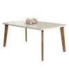 Mesa de Jantar Retrô Tampo Vidro 170x90x78 Pés Oblongo Jade RV Móveis Off White