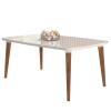 Mesa de Jantar Retrô Tampo Vidro 170x90x78 Pés Trapézio Jade Móveis Off White
