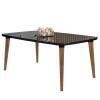 Mesa de Jantar Retrô Tampo Vidro 170x90x78 Pés Trapézio Jade RV Móveis Preto